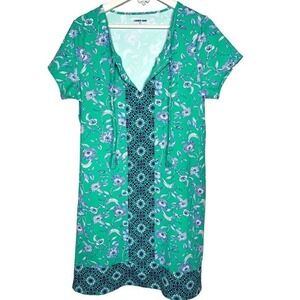 Lands' End Blue‎ Green Short Sleeve Shift Dress Size M/L
